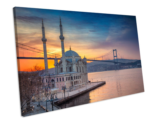 Istanbul Bostphorus Bridge City Sunset Framed Picture CANVAS WALL ART Print