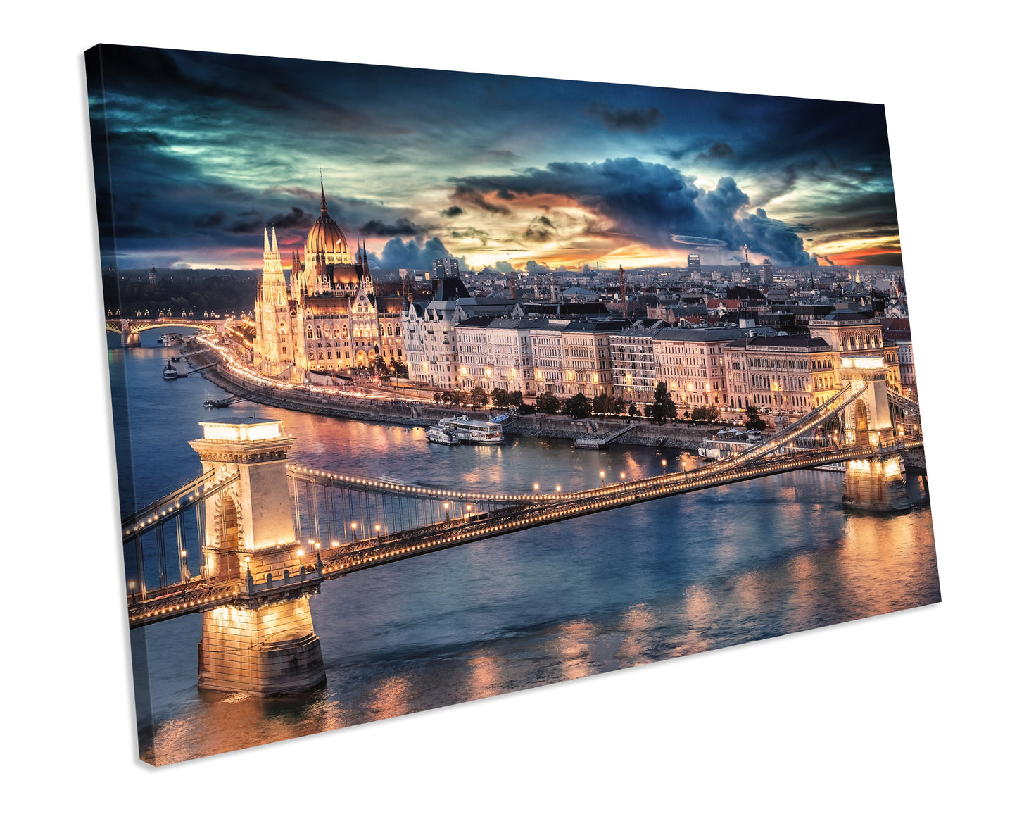 Budapest Hungary City Sunset Picture Canvas Art Print Framed Ready To Hang