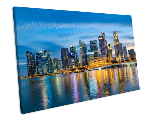Cityscape Singapore Skyline Picture Canvas Art Print Framed Ready To Hang