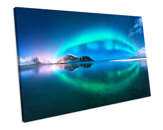 Northern Lights Norway Canvas WALL ART PRINT Framed Ready To Hang