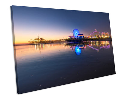 Santa Monica Beach California Sunset Canvas Art Print Framed Ready To Hang