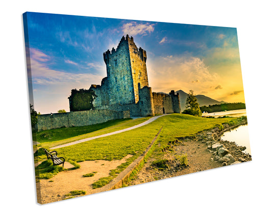 Ross Castle Killarney Ireland Sunset Box Framed Canvas Art Print Picture