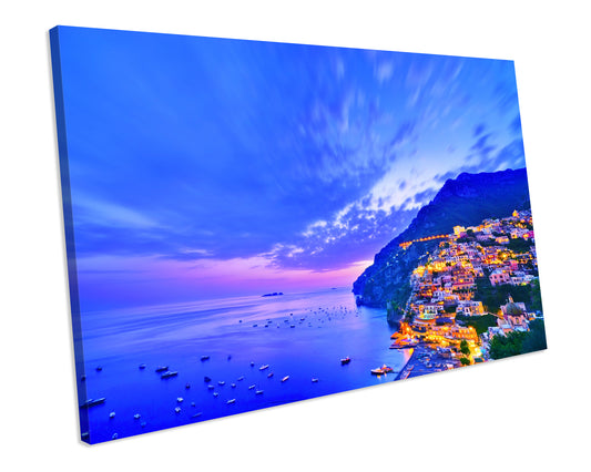 Positano Italy Sunset LANDSCAPE CANVAS ART Print Framed Picture