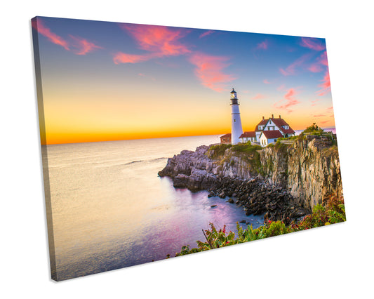 Sunset Lighthouse LANDSCAPE CANVAS ART Print Framed Picture