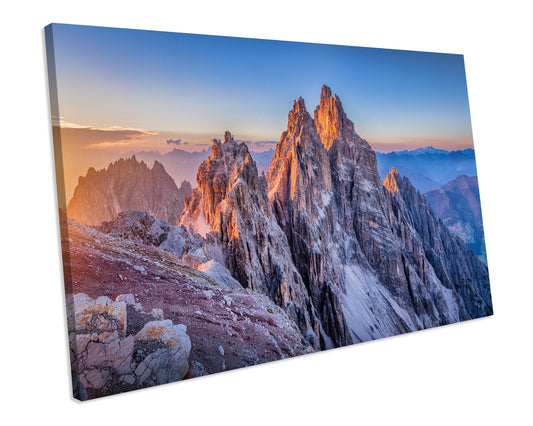 Dolomites Mountains Italy Sunset FRAMED CANVAS ART Print Picture