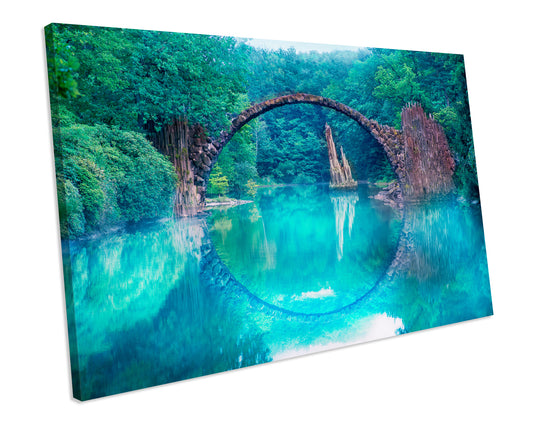 Bridge Forest Landscape Germany Canvas Wall Art Framed picture Print