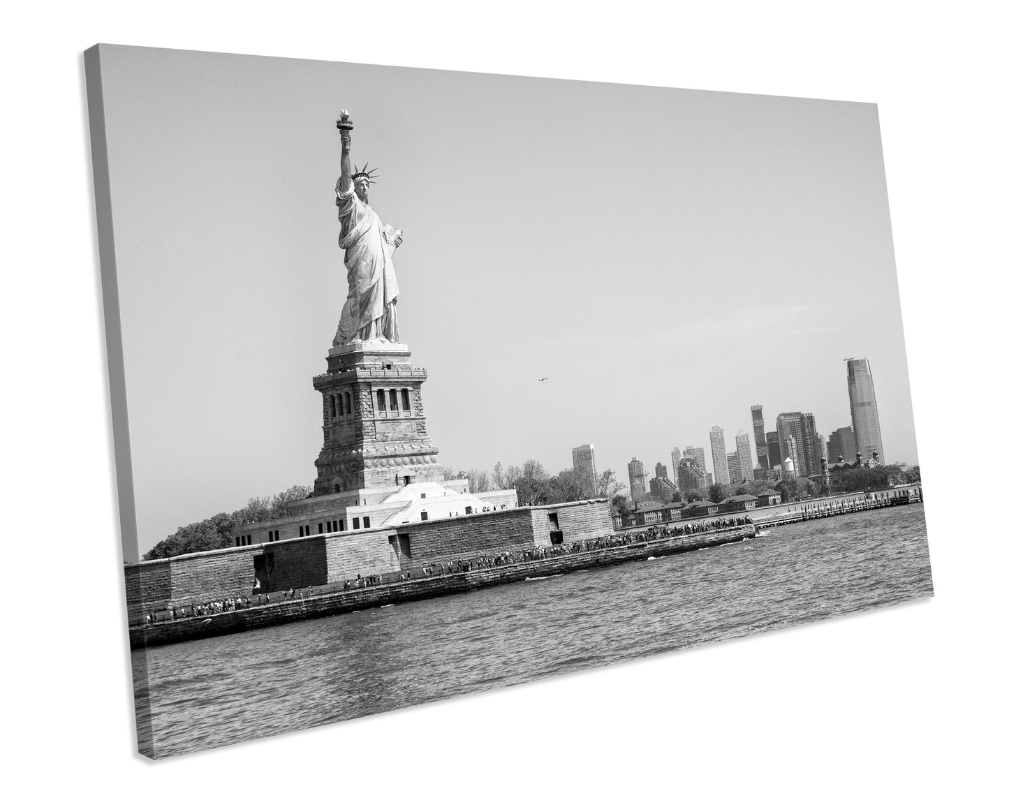 Black & White Statue Of Liberty CANVAS ART Box Framed Picture Print