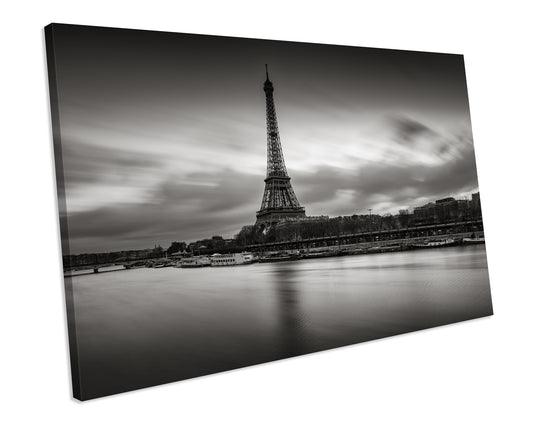 Eiffel Tower Paris France City Blank & White Box Framed Canvas Wall Art Print Ready To Hang