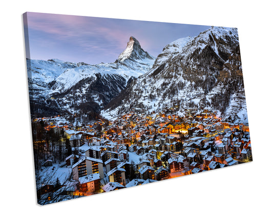 Zermatt Valley Matterhorn SWITZERLAND LANDSCAPE CANVAS Wall Art
