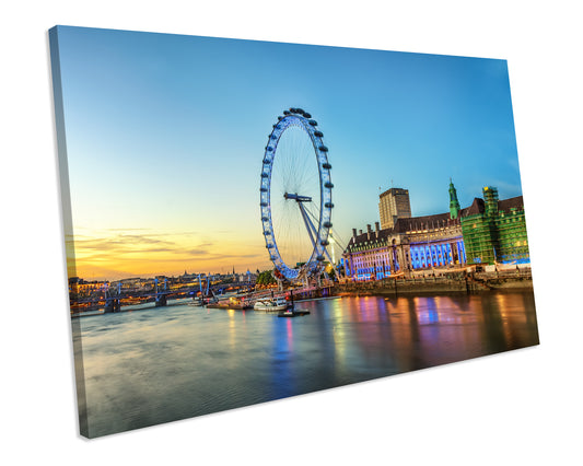 LONDON EYE SUNSET Box Framed Canvas Art Print