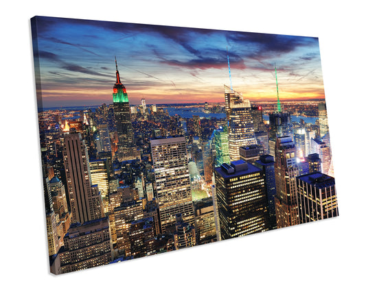 NEW YORK CITY Skyline Sunset Canvas Wall Art Print