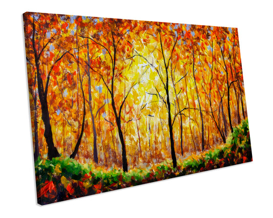 Canvas Painting Artwork Forest Trees Wall Art Picture Print Box Framed Ready To Hang