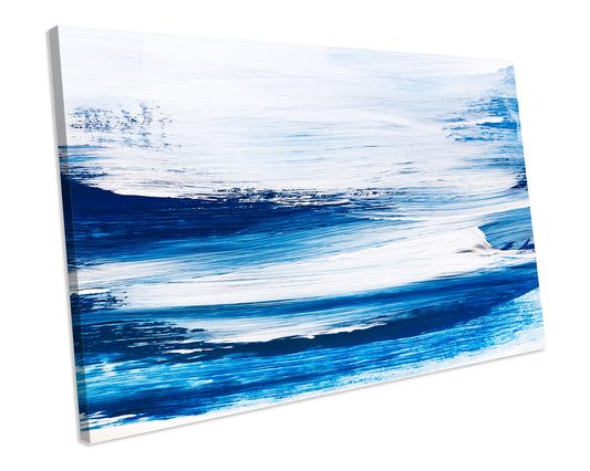 Canvas Painting Artwork White And Blue Wall Art Picture Print Box Framed Ready To Hang
