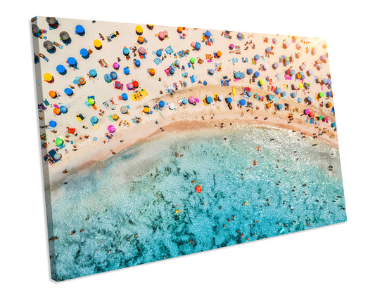 BEACH AERIAL VIEW Umbrella Seascape Canvas Wall Art