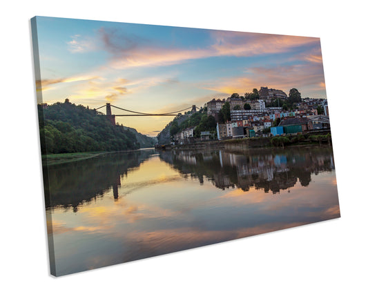 Bristol Sunset City Skyline Framed Canvas Wall Art