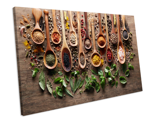 Herbs & Spices Kitchen CANVAS WALL ART Box Framed Picture Print