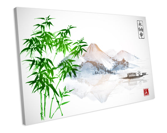 Japanese Art Abstract Canvas Painting Framed Wall Art Print Ready To Hang