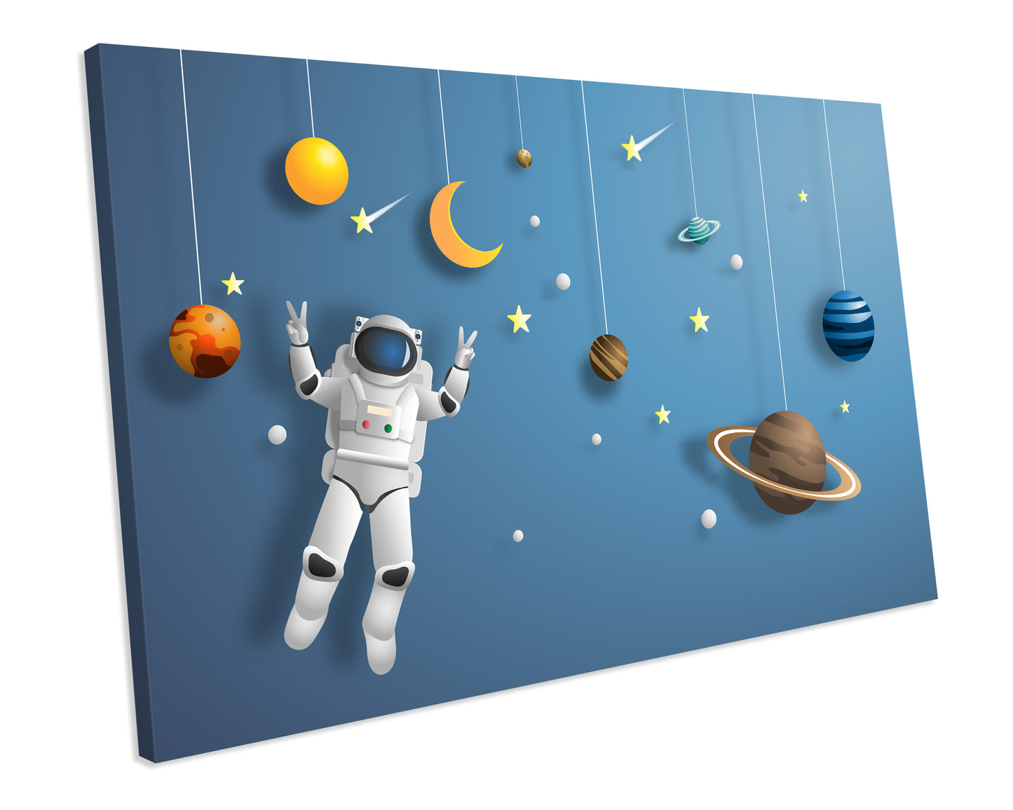 SPACE PLANETS ASTRONAUT Bedroom Nursery Canvas Wall Artwork Print