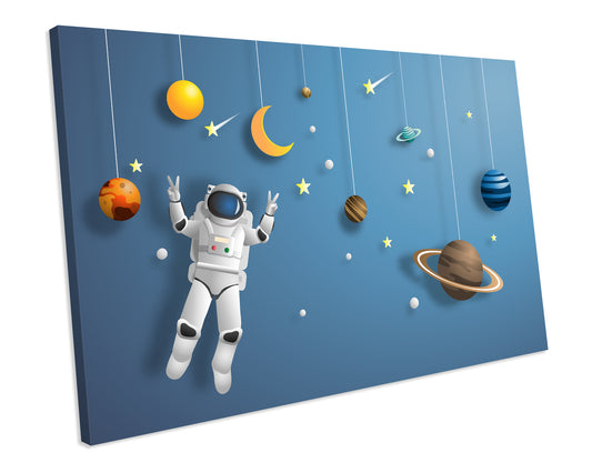 SPACE PLANETS ASTRONAUT Bedroom Nursery Canvas Wall Artwork Print