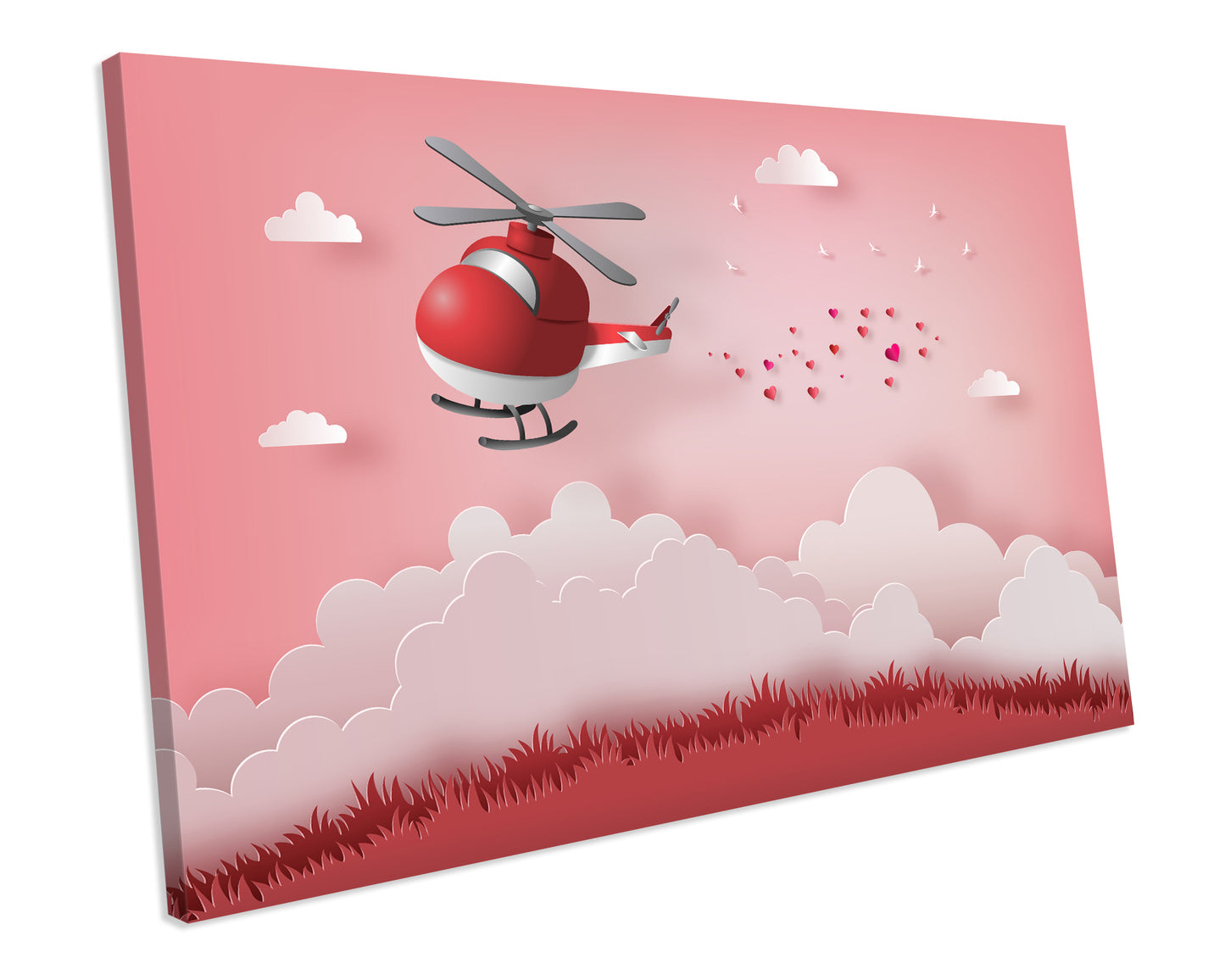 Nursery Children's Helicopter Canvas Wall Artwork Print