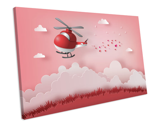 Nursery Children's Helicopter Canvas Wall Artwork Print