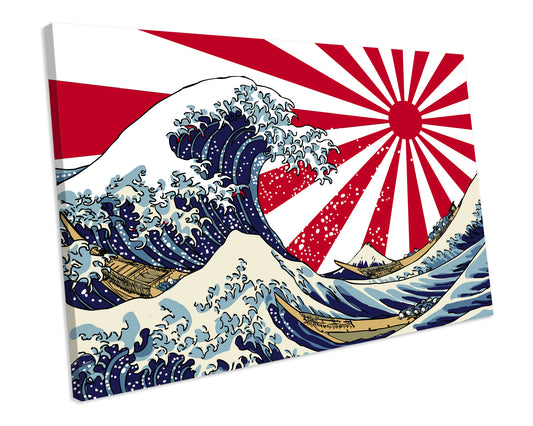 Japanese Art GREAT WAVE Abstract Box Framed Canvas Artwork Print