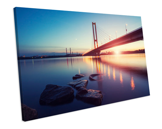 Sunset Bridge Ukraine CANVAS ART PRINT Framed Picture