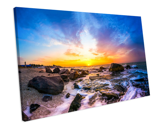 Sunset Ocean Beach Landscape CANVAS ART Picture Print