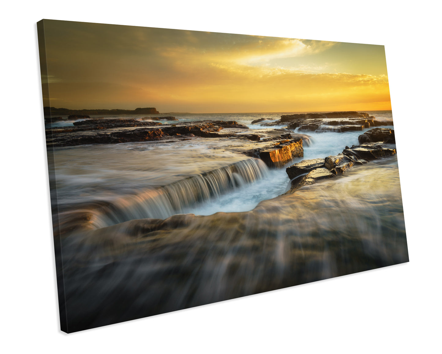 Sunset Coast Rocky Seascape Bathroom CANVAS ART Picture Print
