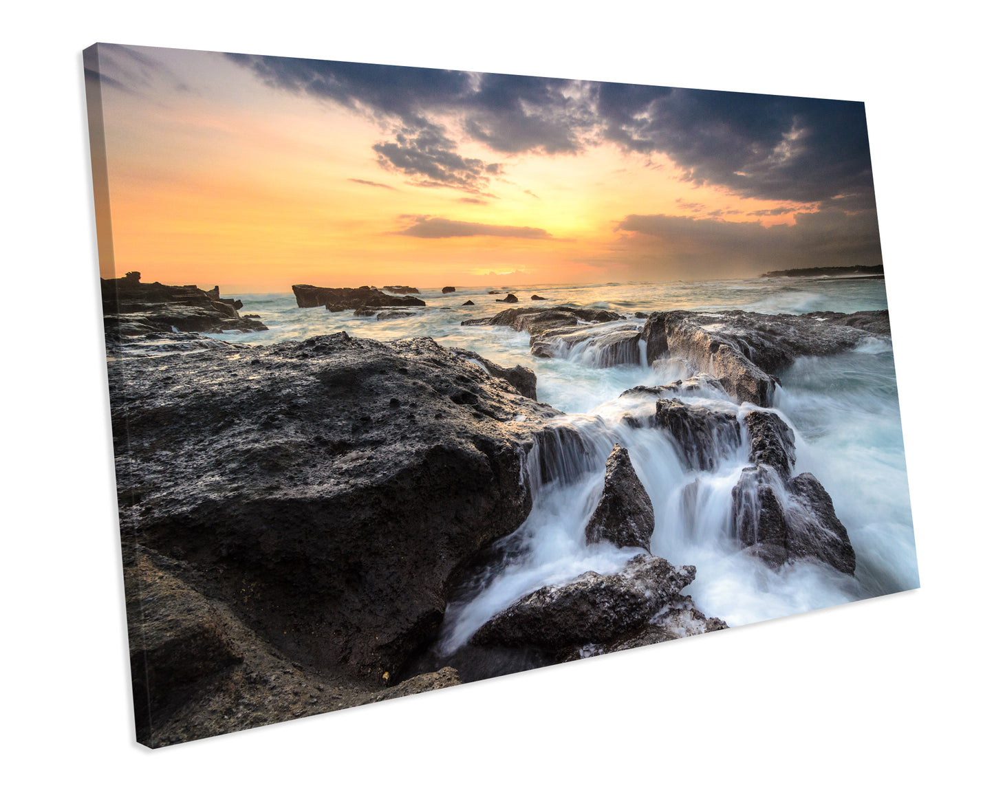 Sunset Seascape Bathroom CANVAS WALL ART Framed Picture Print