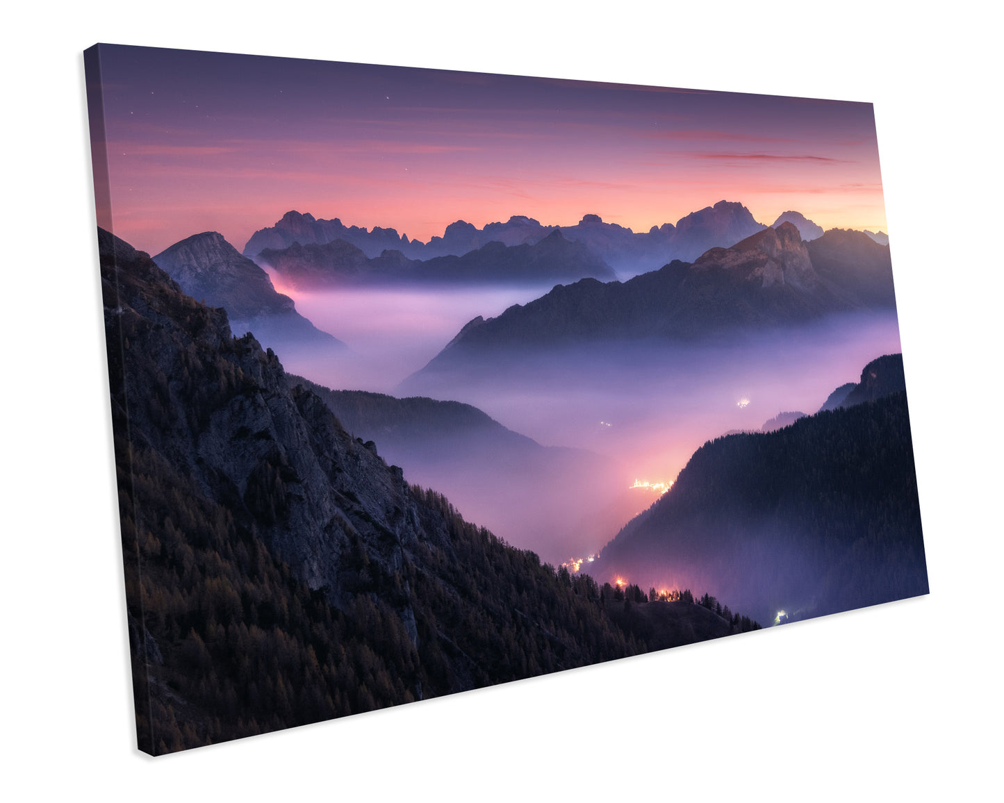 Mountains Sunset Landscape Framed CANVAS ART Picture Print