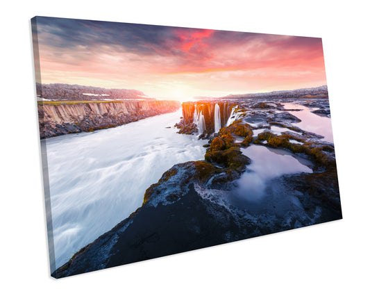 Selfoss Waterfall Iceland Canvas Wall Art Print Framed Picture