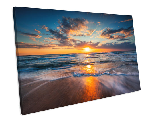 Sunrise Over The Sea Canvas Art Print Framed Picture