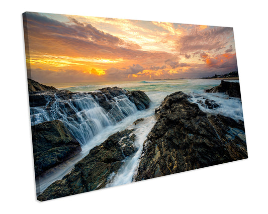 Gold Coast Sunrise Seascape Canvas Wall Art Print Framed Picture