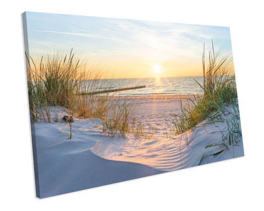 Beach SUNSET CANVAS ART Print Box Framed Picture