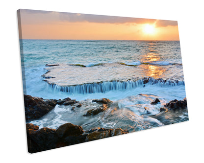 Sea Coast Rocky Sunrise Canvas Wall Art Print Box Framed Picture