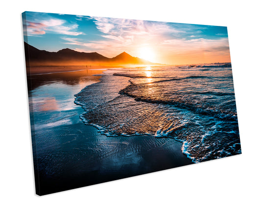 Volcanic Beach Sunset NATURE CANVAS WALL ART Print Box Framed Picture