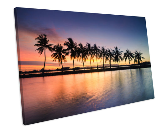 Tropical Beach Sunset Malaysia CANVAS WALL ART Print Box Framed Picture