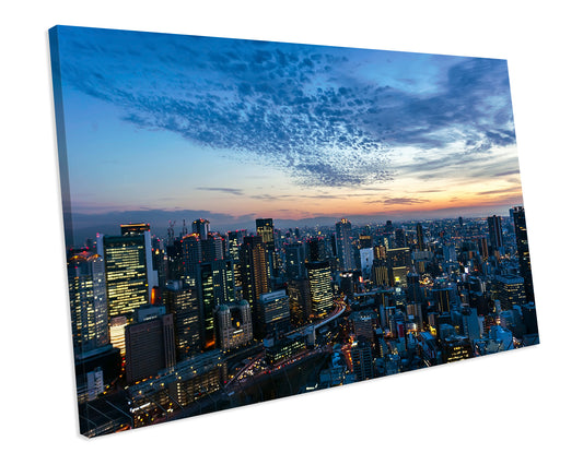 Osaka City Sunset Japan CANVAS WALL ART Print Box Framed Picture