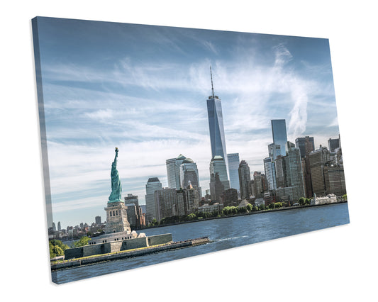 Statue Of Liberty One World Trade Centre NEW YORK CANVAS WALL ART Box Framed Picture Print