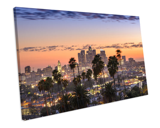 Los Angeles Sunset CANVAS WALL ART Box Framed Picture Print