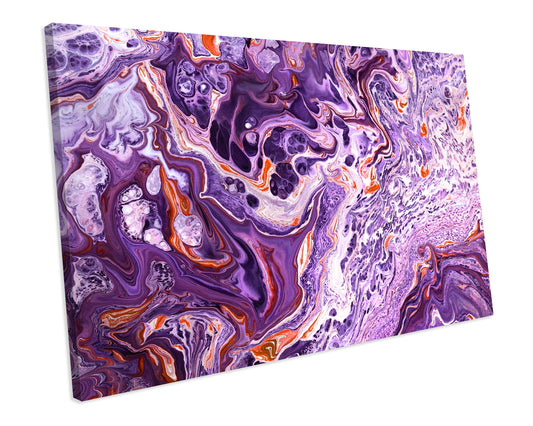 Funky Abstract Blue & Lilac Liquid CANVAS ARTWORK PRINT Box Framed Picture