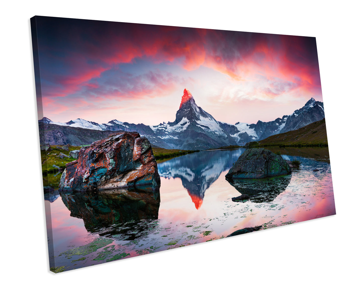 Matterhorn Summer Sunrise Swiss Alps Wall Art CANVAS PRINT Box Framed Picture