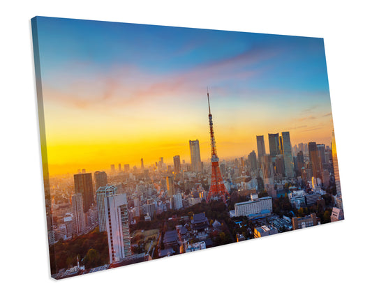 Skyline Tokyo Sunset CANVAS PRINT Wall Art Box Framed Picture