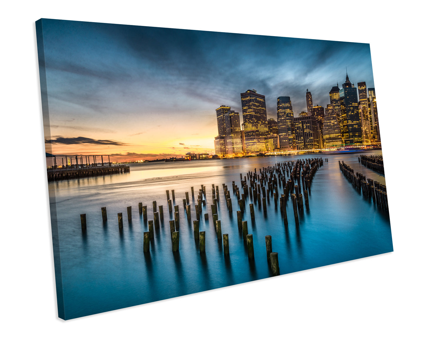 Lower Manhattan Sunset New York City CANVAS PRINT Wall Art Box Framed Picture