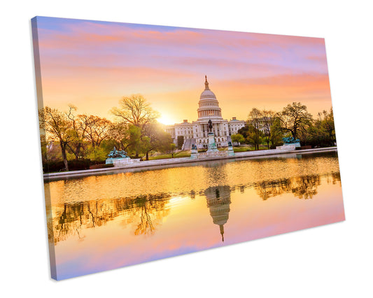 The United States Capitol Building Washington Landmark Sunset DC CANVAS WALL ART Print