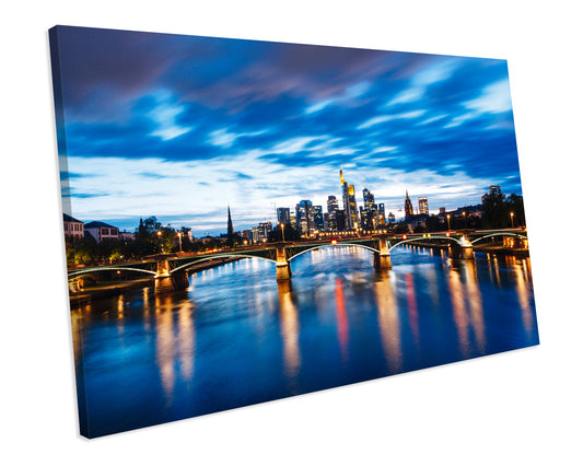 Frankfurt City Germany Sunset CANVAS ART Picture Print