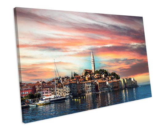 Romantic Sunset Croatia Cityscape CANVAS WALL ART Picture Print