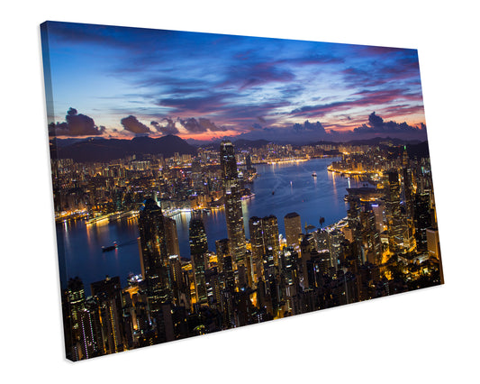 Hong Kong Skyscraper Cityscape CANVAS WALL ART Picture Print
