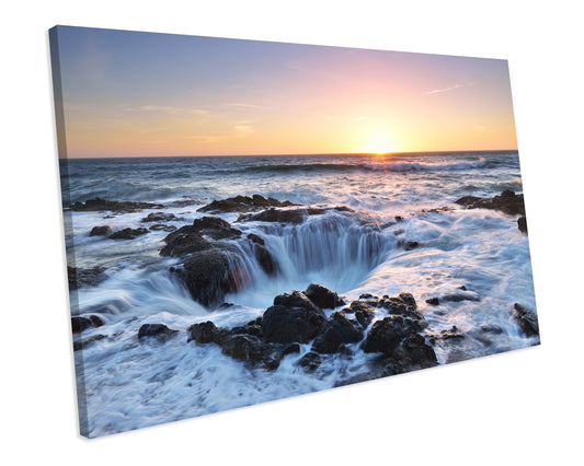 Thor's Well Sunset Oregon Coast CANVAS WALL ART Picture Print